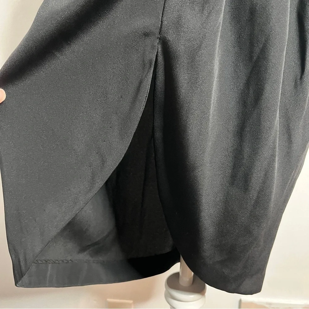 Vintage 80s Little Black Dress Statement Sleeves Open Back Knee Length Size 7/8 - Picture 7 of 11
